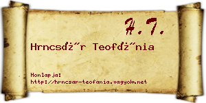 Hrncsár Teofánia névjegykártya